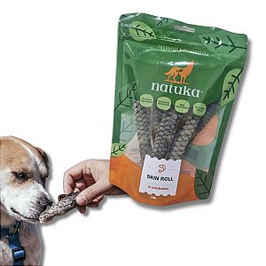 Pele de Peixe Desidratada Skin Roll Mordedor 100% Natural Para Cães e Gatos 6 Uni Natuka