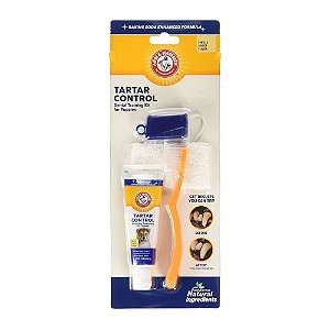 Arm & Hammer Tartar Control Kit Dental Pasta Enzimática Para Filhotes Controle De Tártaro Sabor Baunilha e Gengibre