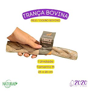 Trança de Pele Bovina Mordedor 100% Natural Para Cães Natuka 1 Unidade M