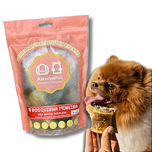 Pele Bovina Enrolada Mordedor 100% Natural Para Cães 4 Unidades Rosquinha Mineira AlecrimPet
