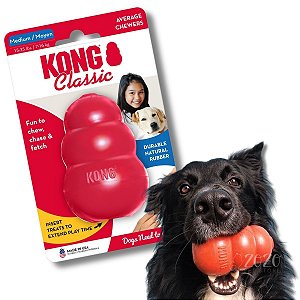 Kong Classic Brinquedo Resistente Recheável Para Cães Mordidas Moderadas Tamanho M