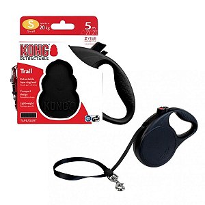 Kong Guia Retrátil Para Cães Trail Preta 5m Tamanho P