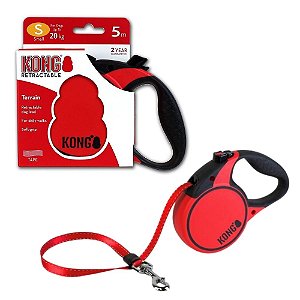 Kong Guia Retrátil Para Cães Terrain Vermelha 5m Até 20kg P