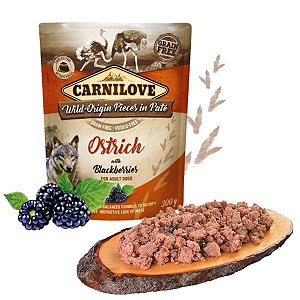 Carnilove Patê Avestruz Com Amora Alimentação Úmida Natural Para Cães 300g