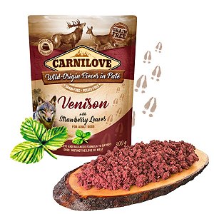 Carnilove Patê Carne de Veado e Folha de Morango Alimentação Úmida Natural Para Cães 300g