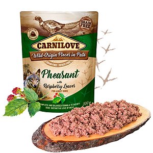 Carnilove Patê Faisão Com Folha de Framboesa Alimentação Úmida Natural Para Cães 300g