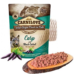 Carnilove Patê Carpa Com Cenoura Preta Alimentação Úmida Natural Para Cães 300g