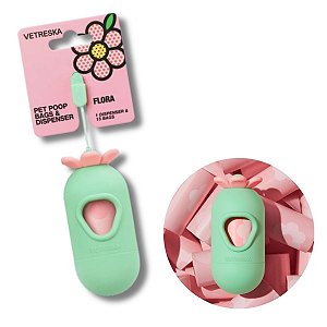 Vetreska Dispenser Cata Caca Para Cães Flora Com 1 Rolo Sacos Perfumados