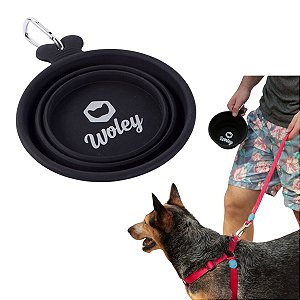 Comedouro Bebedouro Retrátil Dobrável de Silicone Pet Para Cães Gatos Preto