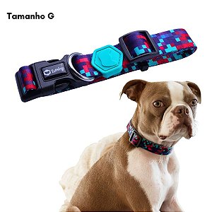 Coleira Para Cães e Gatos Tamanho G Pixel Macia Resistente Woley