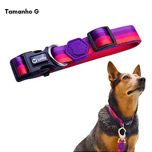 Coleira Para Cães e Gatos Tamanho G Purple Macia Resistente Woley