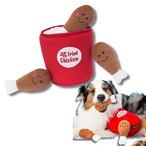 ZippyPaws Pelúcia Interativa Para Cães Burrow Balde de Frango