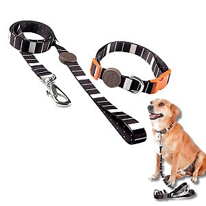 Toh Conjunto Coleira e Guia Para Cães Eclipse Mosquetão Resistente Tamanho PP