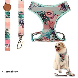 Toh Conjunto Peitoral Neocomfy e Guia Para Cães Laguna Mosquetão Resistente Tamanho PP