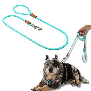 Toh Guia de Corda Para Cães 1,20m Turquesa Mosquetão Resistente