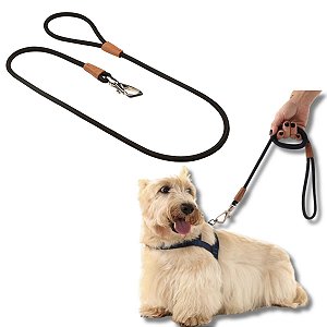Toh Guia de Corda Para Cães 1,20m Preto  Mosquetão Resistente