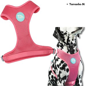 Toh Peitoral Mesh H Para Cães e Gatos Tecido Respirável Rosa Tamanho M