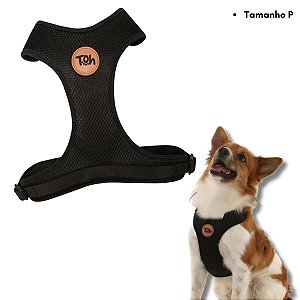 Toh Peitoral Mesh H Para Cães e Gatos Tecido Respirável Preto Tamanho P