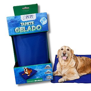 Tapete Gelado Refrescante Para Pets Tamanho G Azul Zozo Pet Store