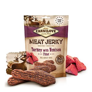 Carnilove Meat Jerky Petisco Bifinho Para Cães Peru com Veado 100% Natural