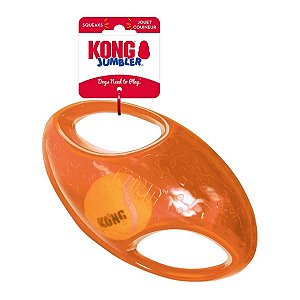 Kong Jumbler Football Brinquedo de Busca Com Apito Para Cães Tamanho M Laranja