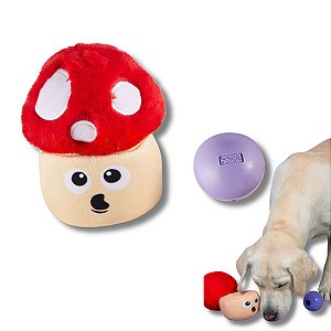 Outward Hound Pelúcia Interativa Com Bola Dispenser Para Cães Cogumelo