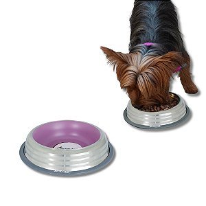 Comedouro Inox Premium Cães e Gatos Rosa P 250ml Germanhart