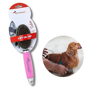 Escova Dupla Para Cães Cabo Gel Sem Bolinha Rosa M Germanhart