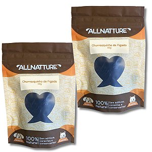 Kit 2 Coração Bovino Churrasquinho Petisco 100% Natural Para Cães Allnatture