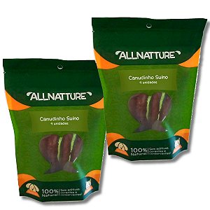 Kit 2 Traqueia Suína Canudinho Mordedor 100% Natural Para Cães Allnatture