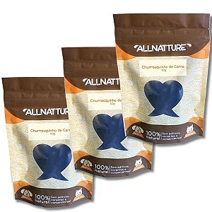 Kit 3 Carne Bovina Churrasquinho Petisco 100% Natural Para Cães Allnatture