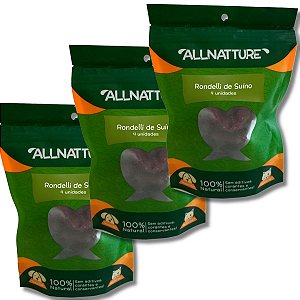 Kit 3 Rondelli Esôfago Suíno Mordedor 100% Natural Para Cães Allnatture