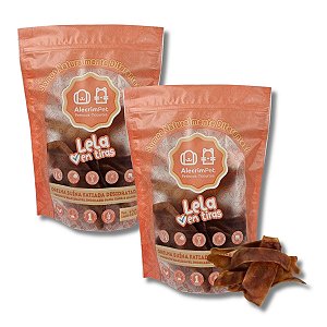 Kit 2 Orelha Suína Mordedor Natural Para Cães Lela em Tiras AlecrimPet