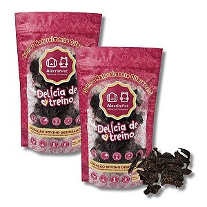 Kit 2 Delícia de Treino Coração Bovino Desidratado Para Cães Natural AlecrimPet