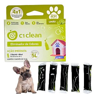 Eliminador de odores Limão Desinfetante Seguro Para Pets C1 Clean Rende 5L