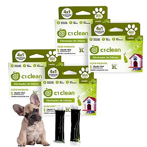 Kit 4 Eliminador de odores Limão Desinfetante Seguro P/ Pets C1 Clean Rende 2L