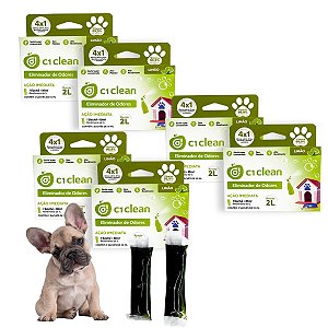 Kit 6 Eliminador de odores Limão Desinfetante Seguro P/ Pets C1 Clean Rende 2L