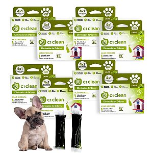 Kit 8 Eliminador de odores Limão Desinfetante Seguro P/ Pets C1 Clean Rende 2L