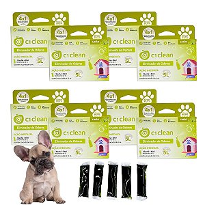 Kit 8 Eliminador de odores Limão Desinfetante Seguro P/ Pets C1 Clean Rende 5L