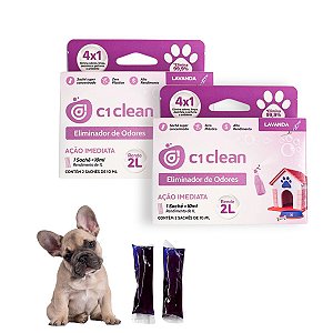 Kit 2 Eliminador de odores Lavanda Desinfetante Seguro P/ Pets C1 Clean Rende 2L