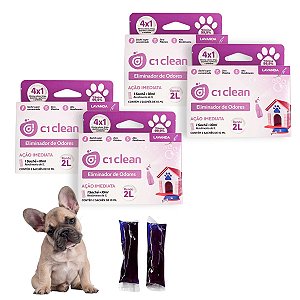 Kit 4 Eliminador de odores Lavanda Desinfetante Seguro P/ Pets C1 Clean Rende 2L