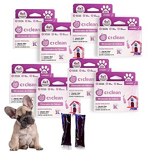Kit 8 Eliminador de odores Lavanda Desinfetante Seguro P/ Pets C1 Clean Rende 2L