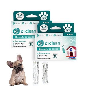 Kit 2 Eliminador de odores Neutro Desinfetante Seguro P/ Pets C1 Clean Rende 2L