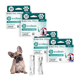 Kit 4 Eliminador de odores Neutro Desinfetante Seguro P/ Pets C1 Clean Rende 2L