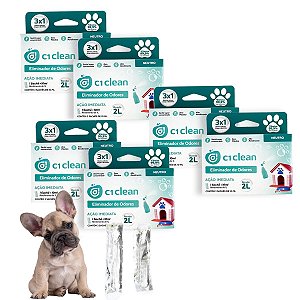 Kit 6 Eliminador de odores Neutro Desinfetante Seguro P/ Pets C1 Clean Rende 2L