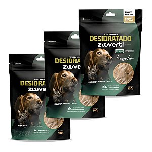 Kit 3 Frango Leve Petisco Desidratado Natural Para Cães e Gatos Zooverti