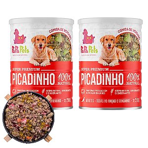 Kit 2 Picadinho Alimentação Úmida 100% Natural Para Cães PapaPets