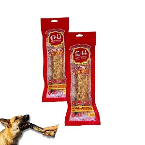 Kit 2 Pele Bovina Enrolada Mordedor Natural P/ Cães Rocambole Graúdo AlecrimPet