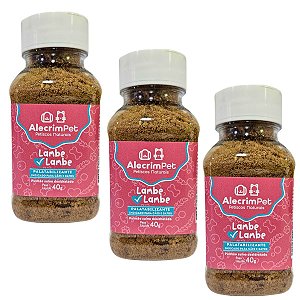 Kit 3 Pó Saborizante Natural Lambe Lambe Sabor Pulmão Suíno AlecrimPet