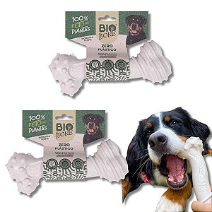 Kit Biobone 2 Mordedores Mordida Forte Para Cães Zero Plástico Cana Gigante